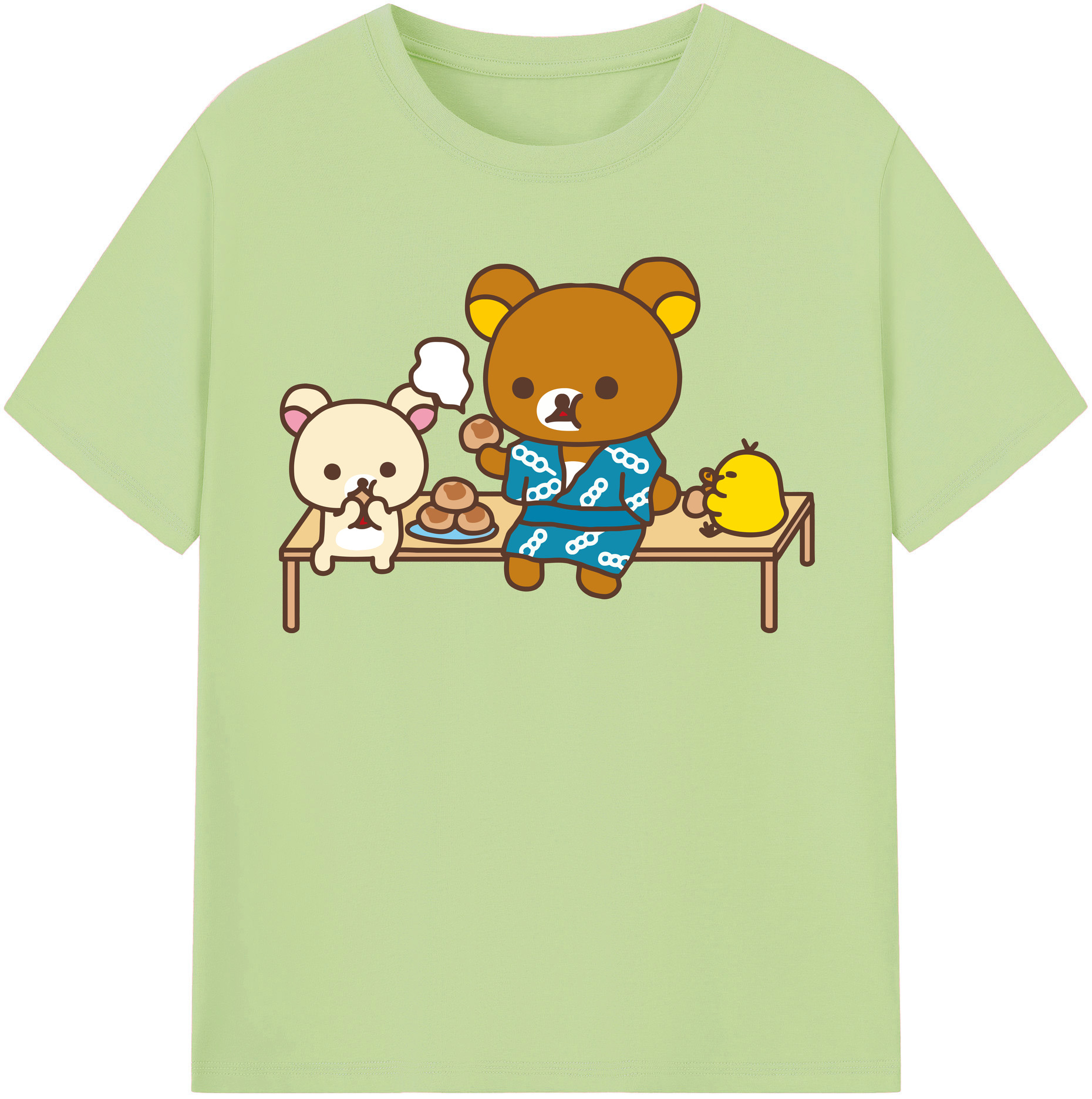 （画像用） リラックマ リラックマ キイロイトリ Rilakkuma Korilakkuma Kiiroitori 綿100％半袖Tシャツ（フロントプリント）